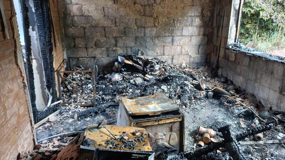 Fire damage to bungalow on The Crescent, Woodthorpe