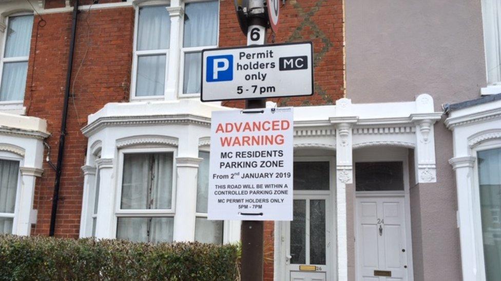 Southsea parking permit sign