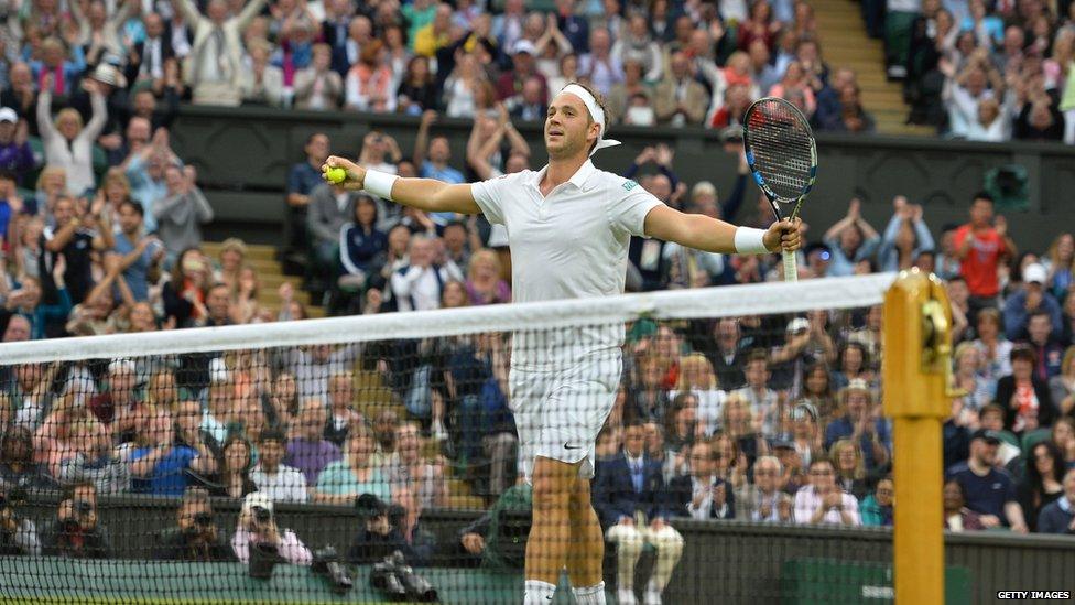 Marcus Willis, on centre court at Wimbledon