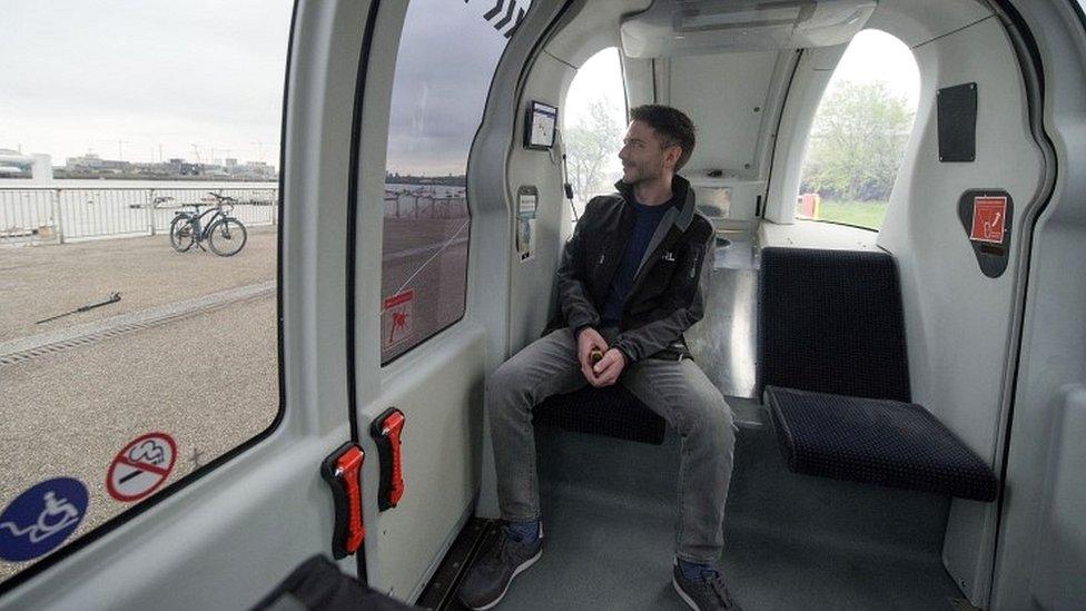 Man in driverless pod