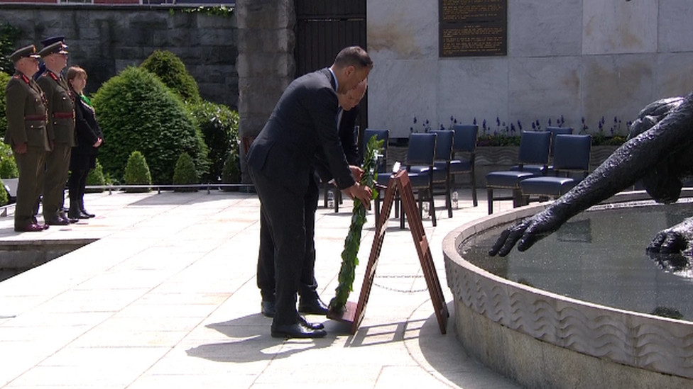 Taoiseach Leo Varadkar and tánaiste Micheál Martin lay a wreath in the Garden of Remembrance