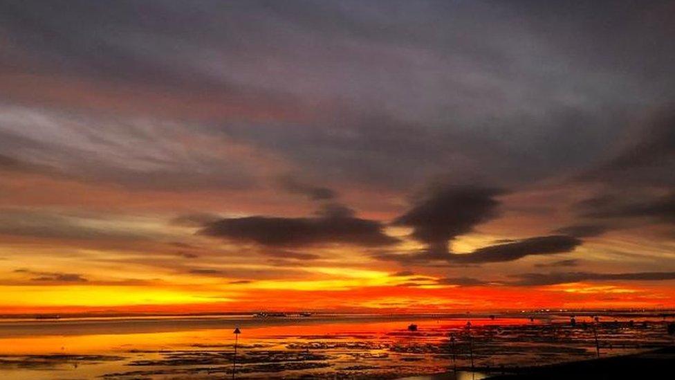 Red skies over Thorpe Bay, Essex