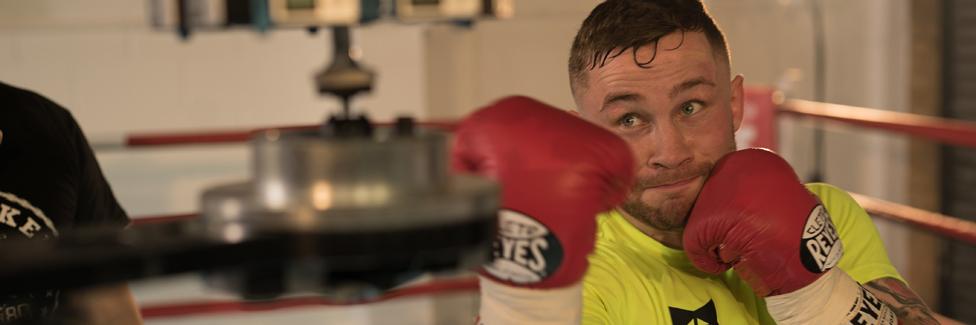 Carl Frampton throwing punches at virtual reality cameras