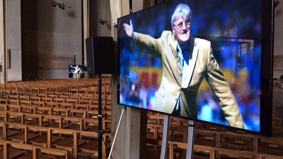 Preparations for Jimmy Hill's memorial service