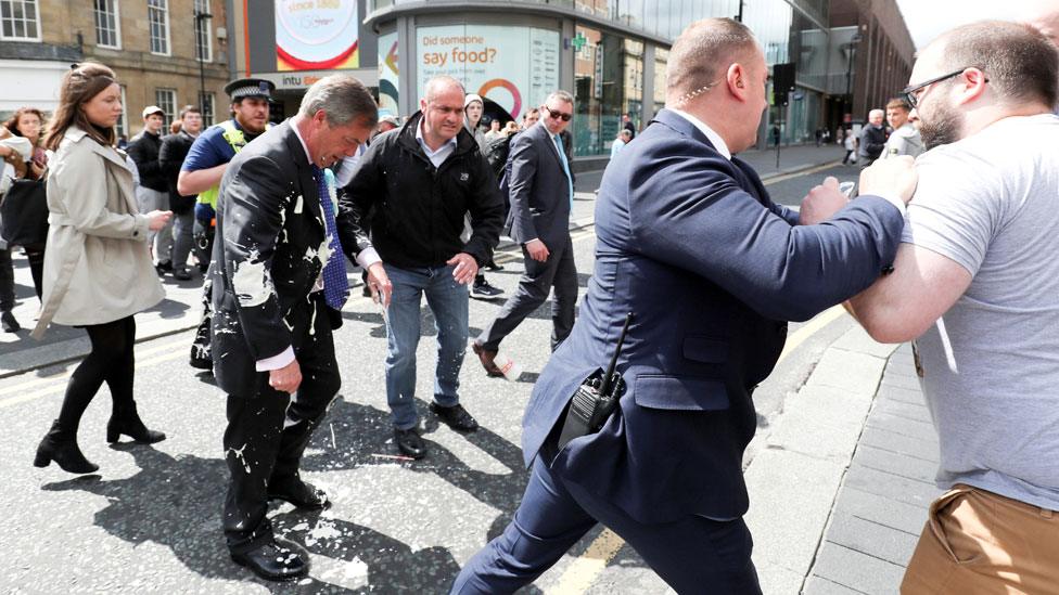 Nigel Farage and others in Newcastle in May 2019