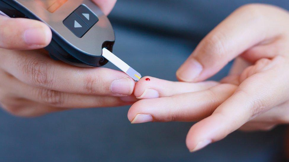 Diabetes test equipment, blood prick on finger