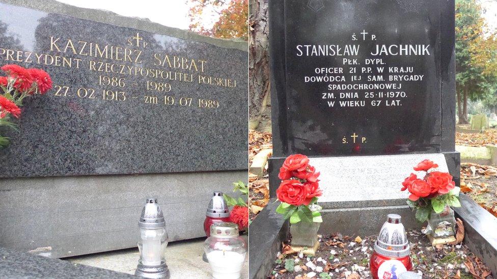 Kazimierz Sabbat's grave in Gunnersbury Cemetery, Grave of Stanisław Jachnik in South Ealing Cemetery