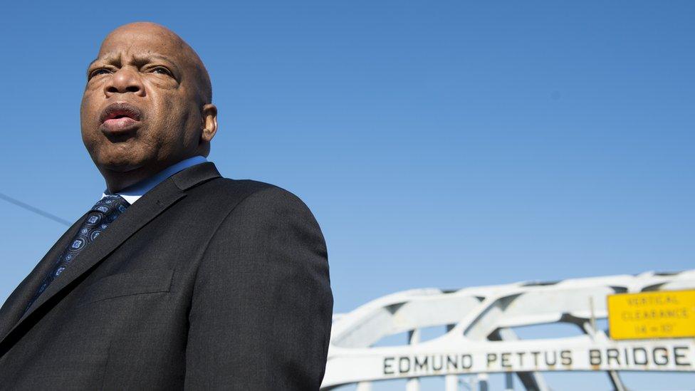 John Lewis at the Edmund Pettus Bridge in 2015