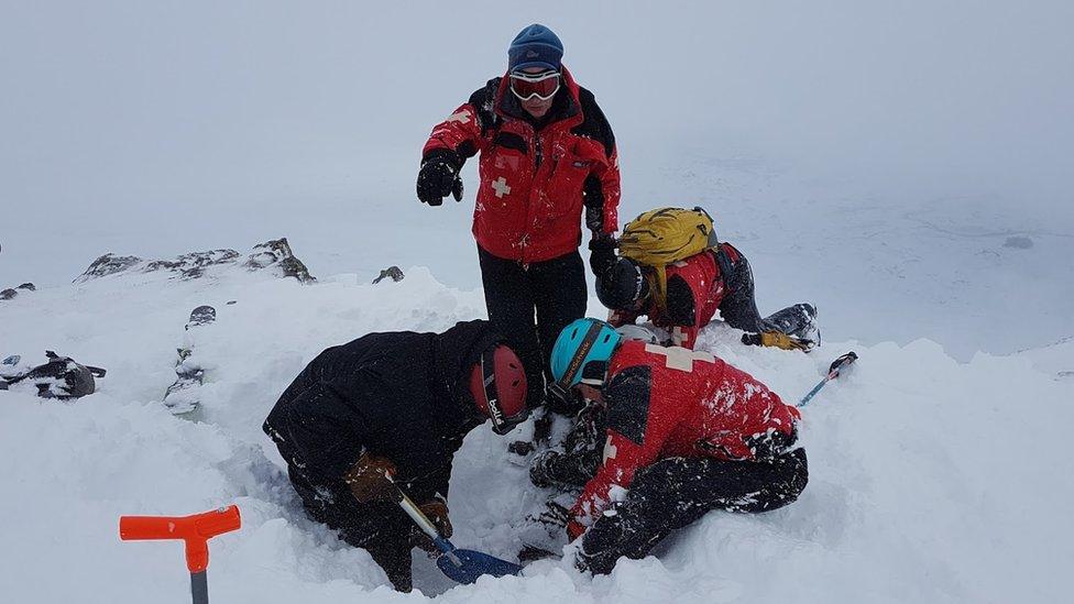 Rescue of avalanched skier