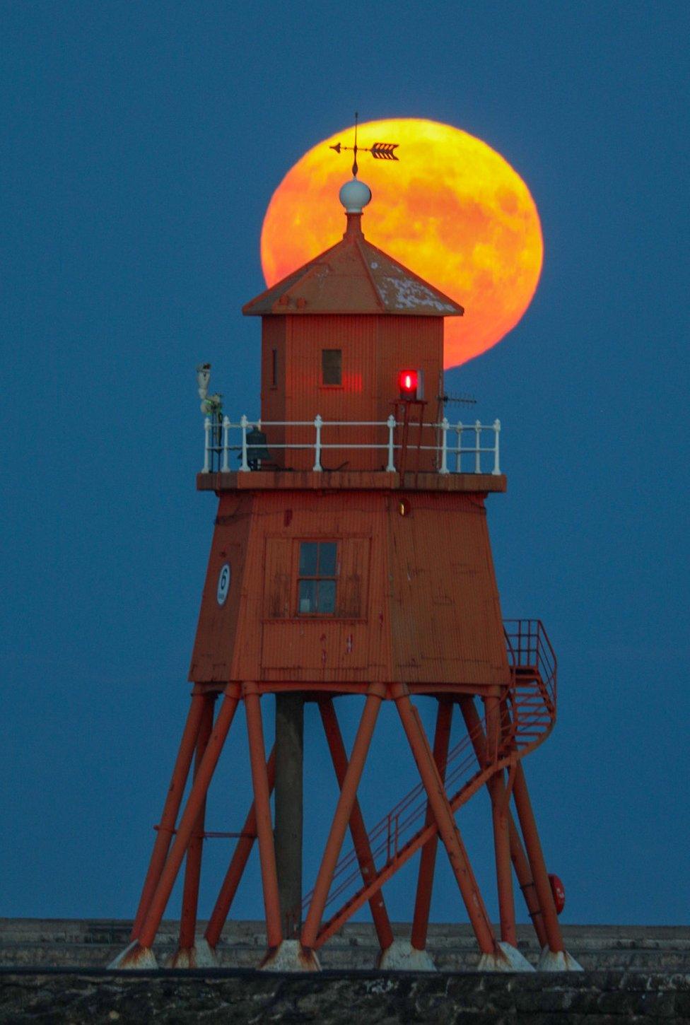 Moon over The Groyne, South Shields