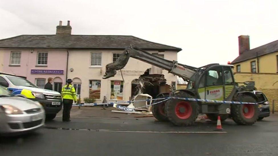 McColl's Newsagents in Long Melford after ram-raid