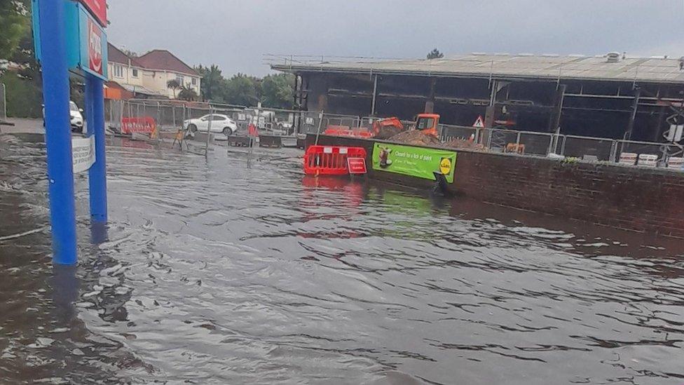 Flash floods in Totton