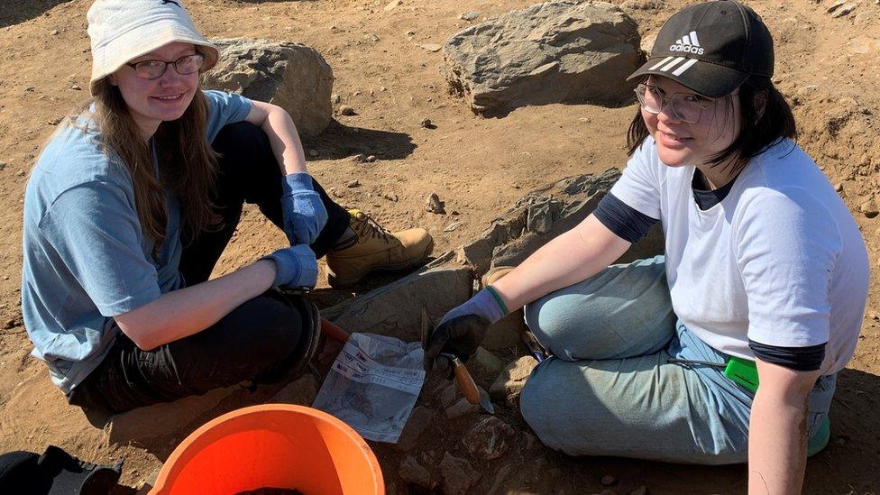 Lydia Gray and Nora Chi at the site