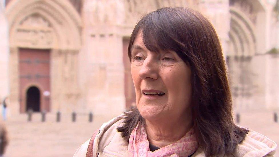 Anne Morgan outside Notre Dame Cathedral in Paris