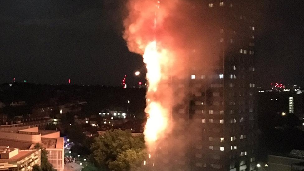 The fire appeared to take hold of the building in one corner before engulfing the tower block