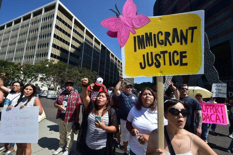 Demonstrators in Los Angeles, 5 September