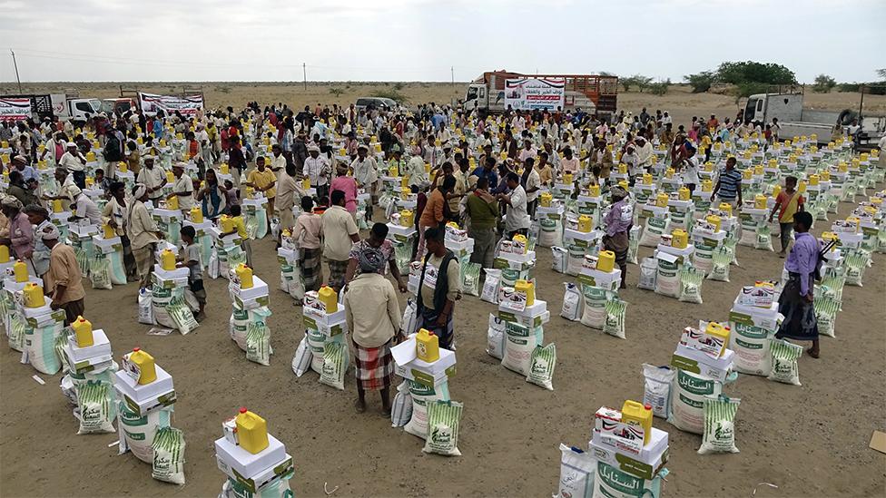 Food aid in Yemen, sent from Kenya