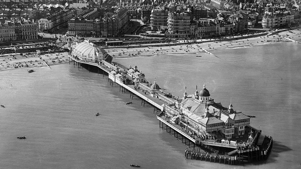 An aerial view of The Pier in Eastbourne, East Sussex, taken in May 1931