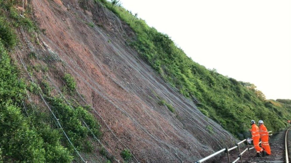 Landslip on Newport to Gloucester rail line