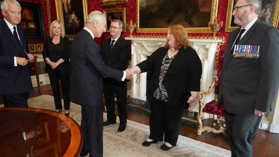 King Charles III meeting some of Northern Ireland's political leaders at Hillsborough Castle