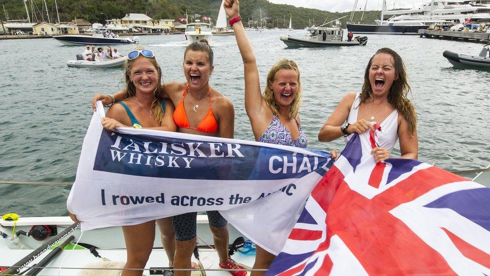 Four British female rowers reach Antigua