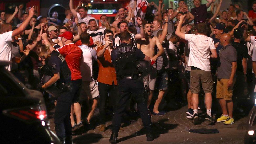 England fans and police