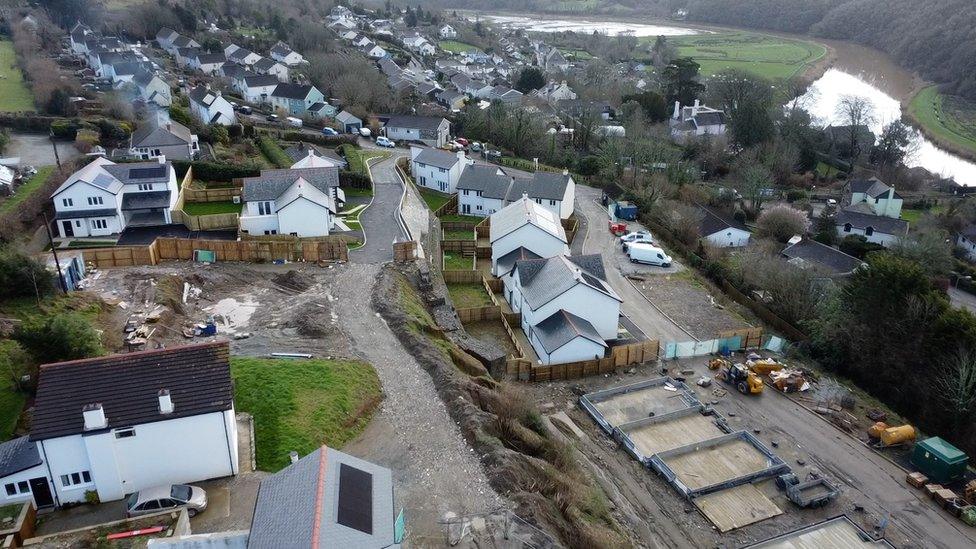 Aerial view of the building site