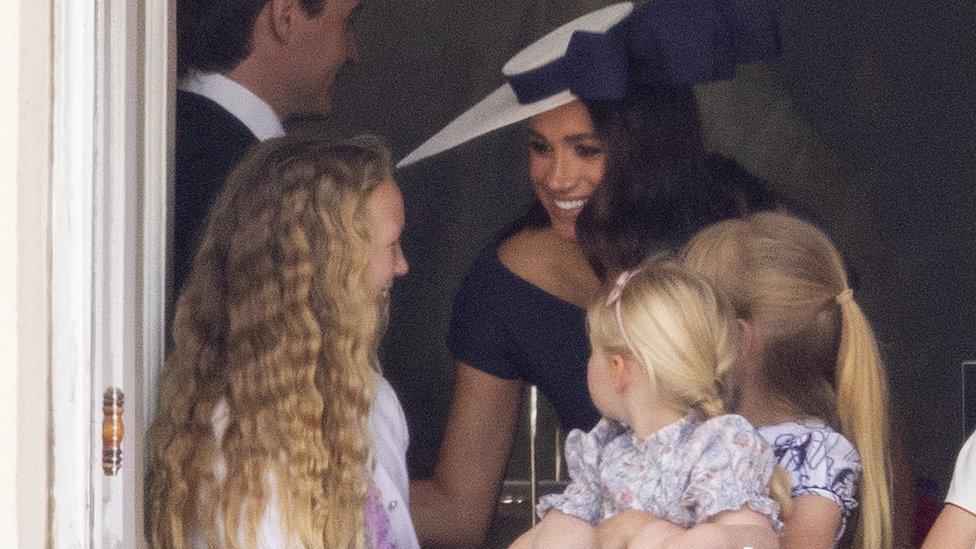 Meghan Markle with Savannah Phillips and Mia Tindall