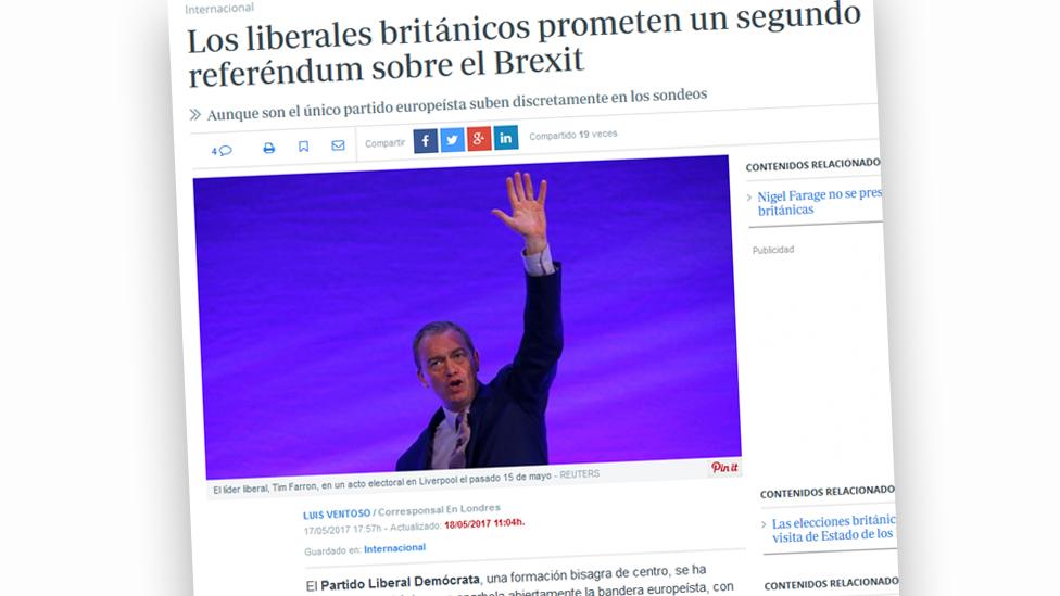 Screen grab from the online edition of Spanish newspaper ABC