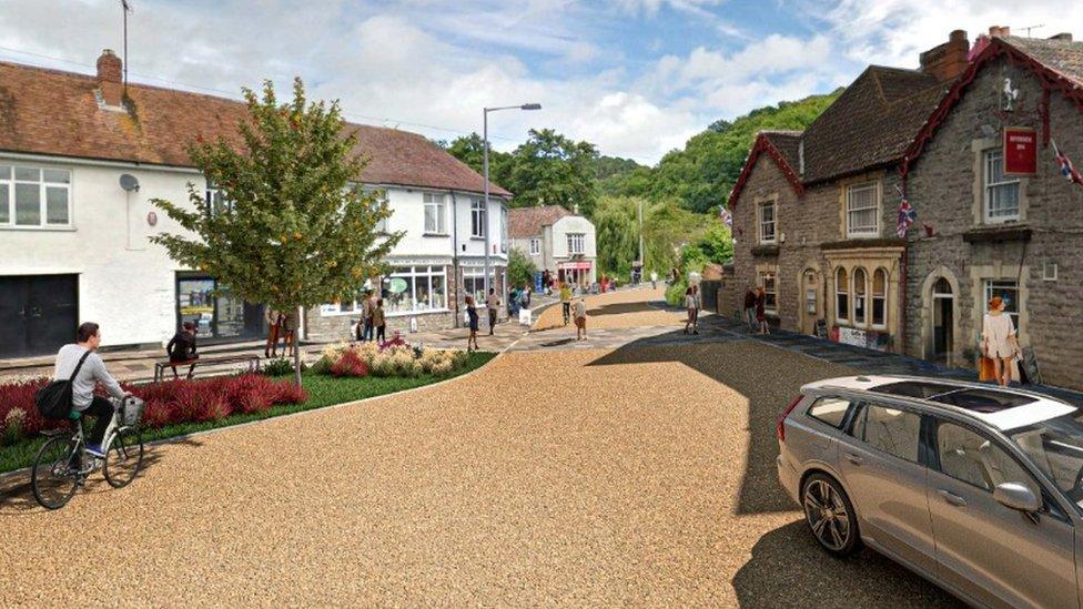 Artists Impression Of Improvements To The Tweentown Roundabout And Cliff Street Car Park In Cheddar