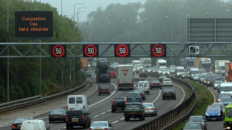 Cars on smart motorway