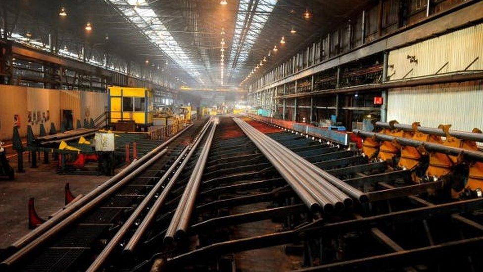 The steel tube plant at Corby, Northants