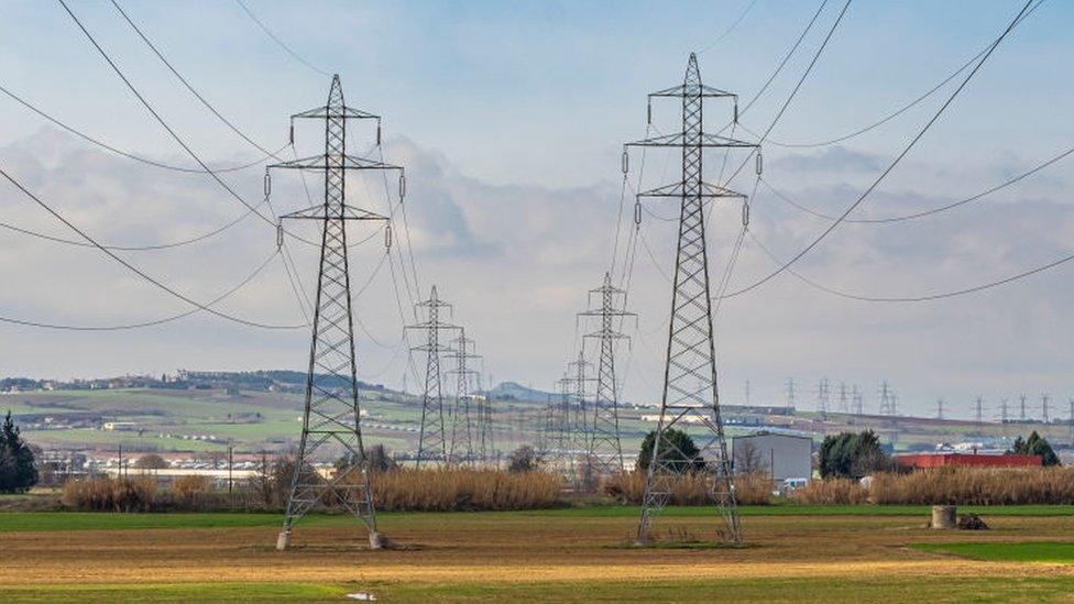 Electricity pylons in Greece