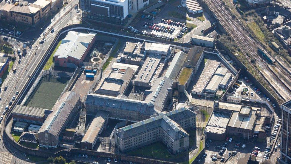 An aerial shot of Cardiff prison