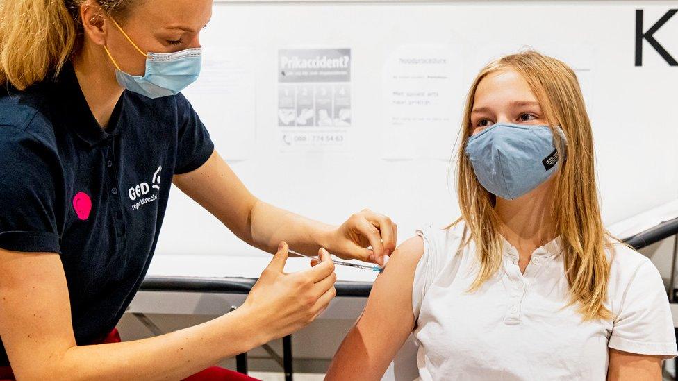 Child being vaccinated in the Netherlands