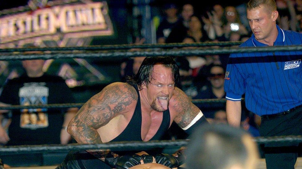 The Undertaker performing at Wrestlemania