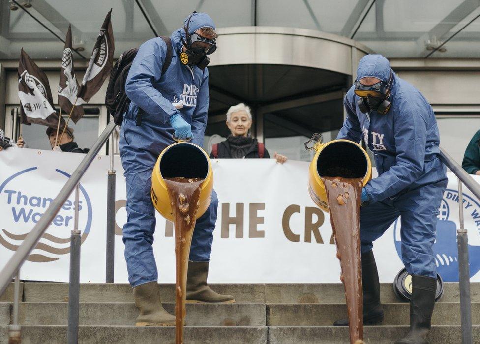 Protest outside Thames Water in Reading