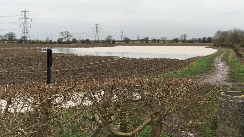 Flooded land near Grenoble Road in south Oxfordshire