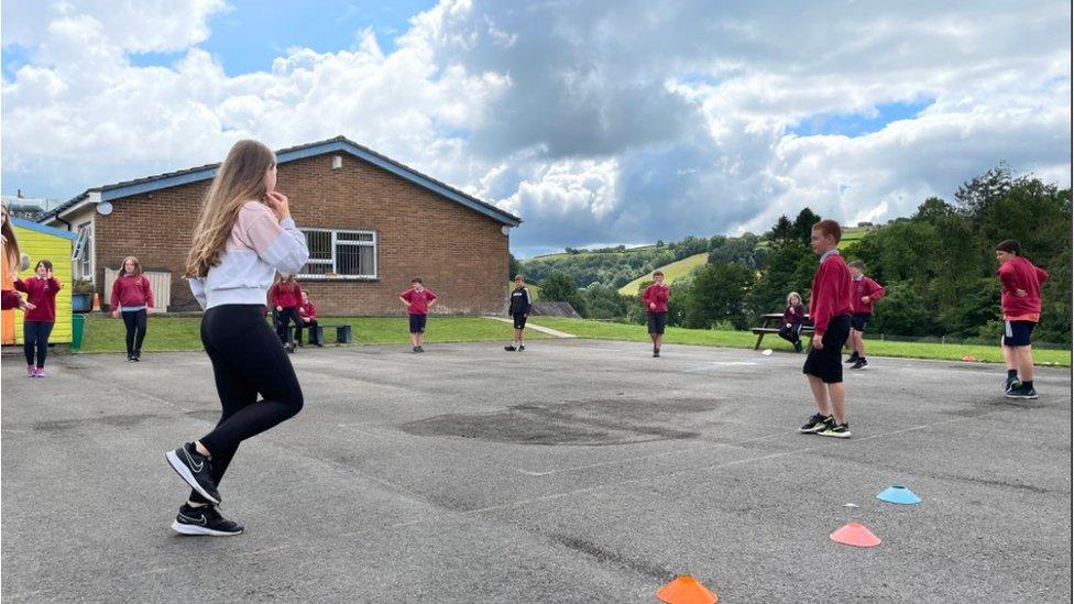 Children playing in schoolyard