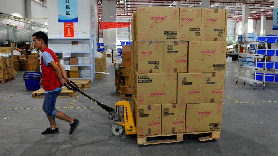 Warehouse worker in China.