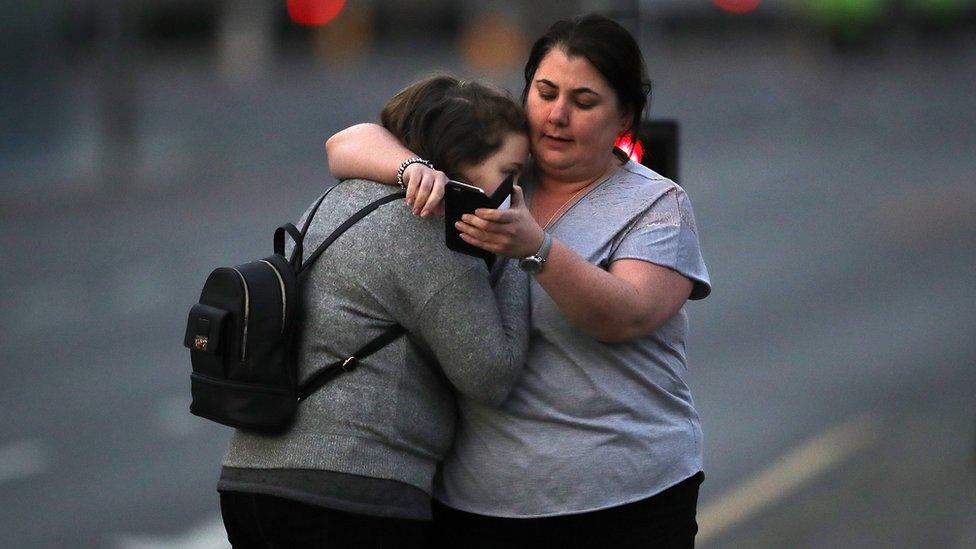 Concert goers after the Manchester Arena attack