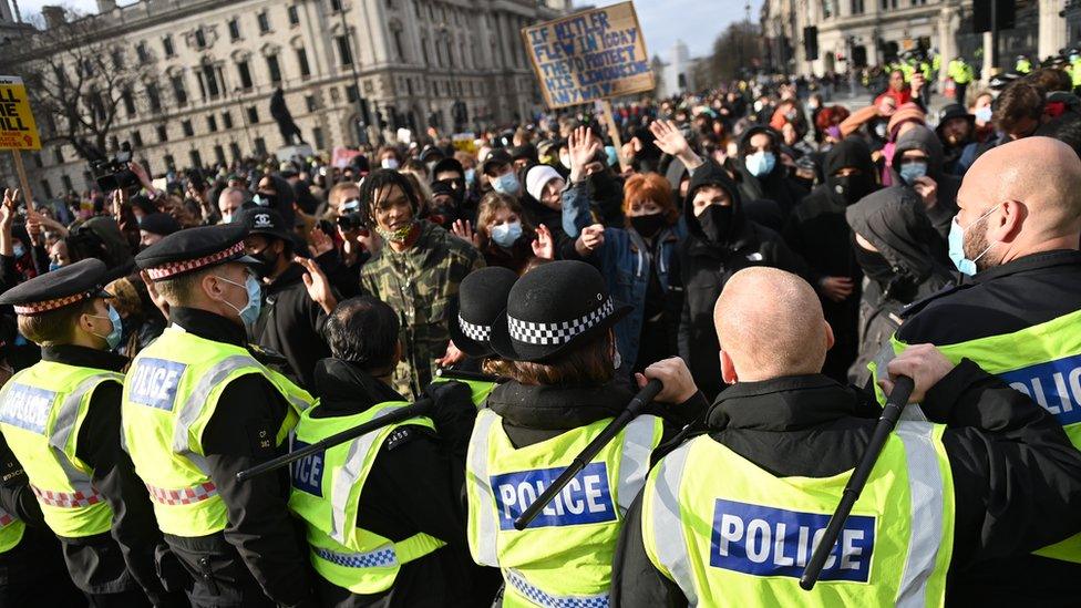 Police at Kill the Bill demonstration