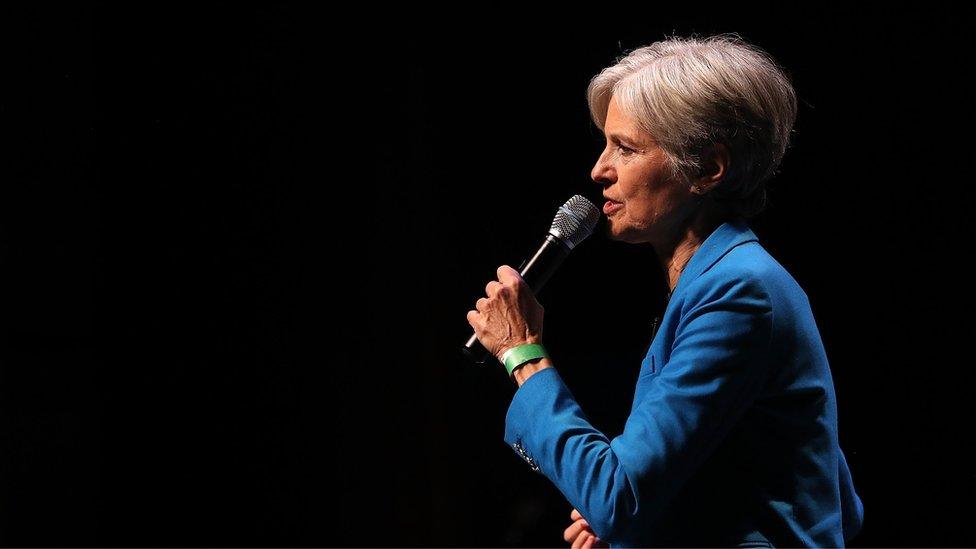 Green party nominee Jill Stein speaks during a campaign rally in New York City, 12 October