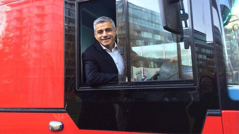 Sadiq Khan and a bus