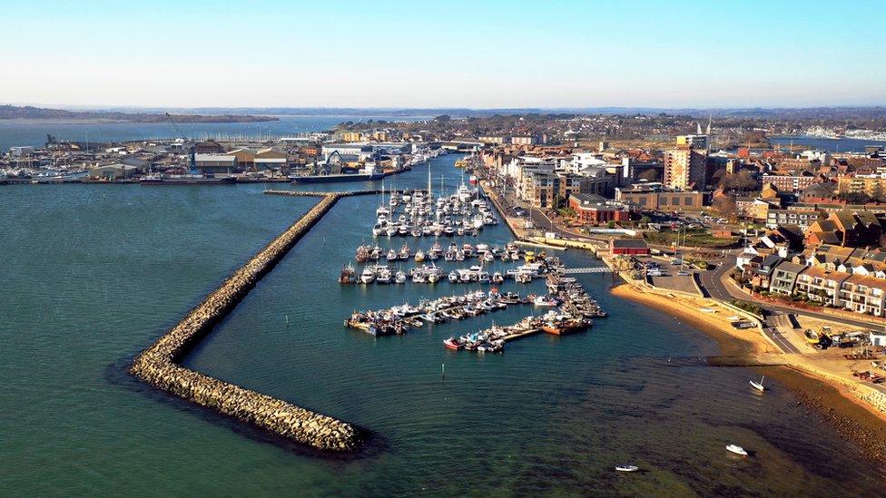 Aerial view over Poole Harbour