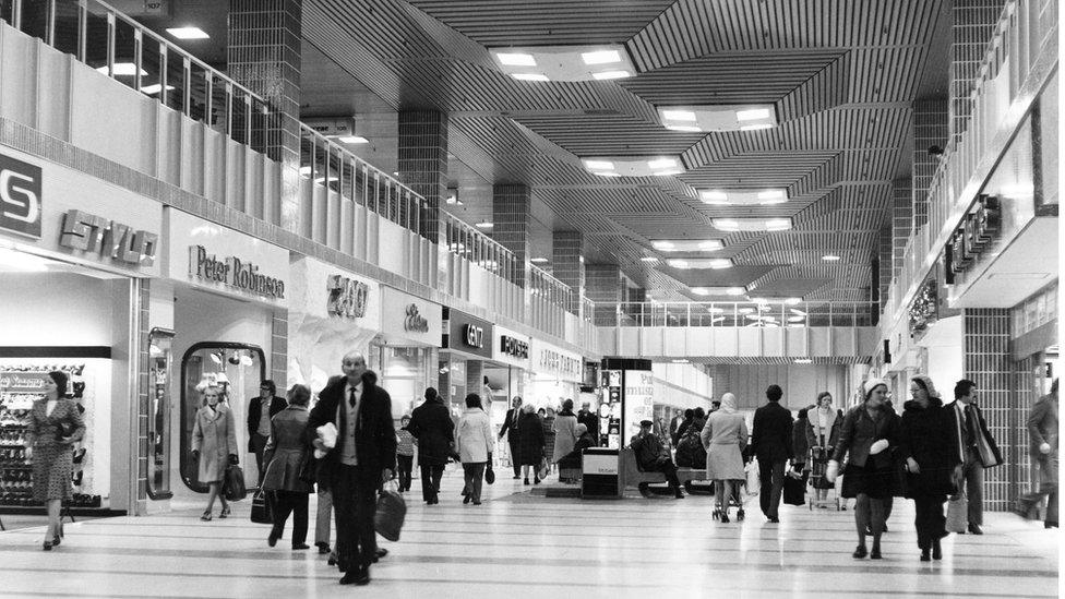 Shoppers in the Broadmarsh centre in the 1970s