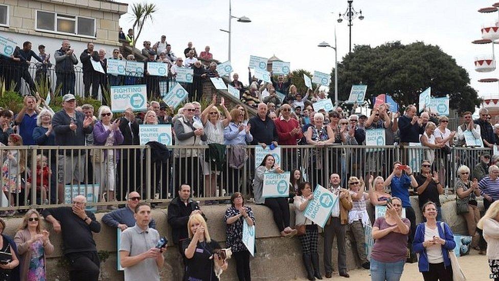 Brexit Party supporters in Clacton-Upon-Sea