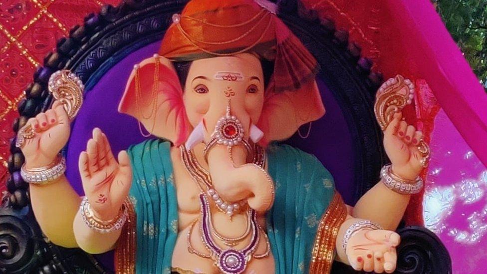 The event on Monday featured a Ganesh idol carried on a chariot