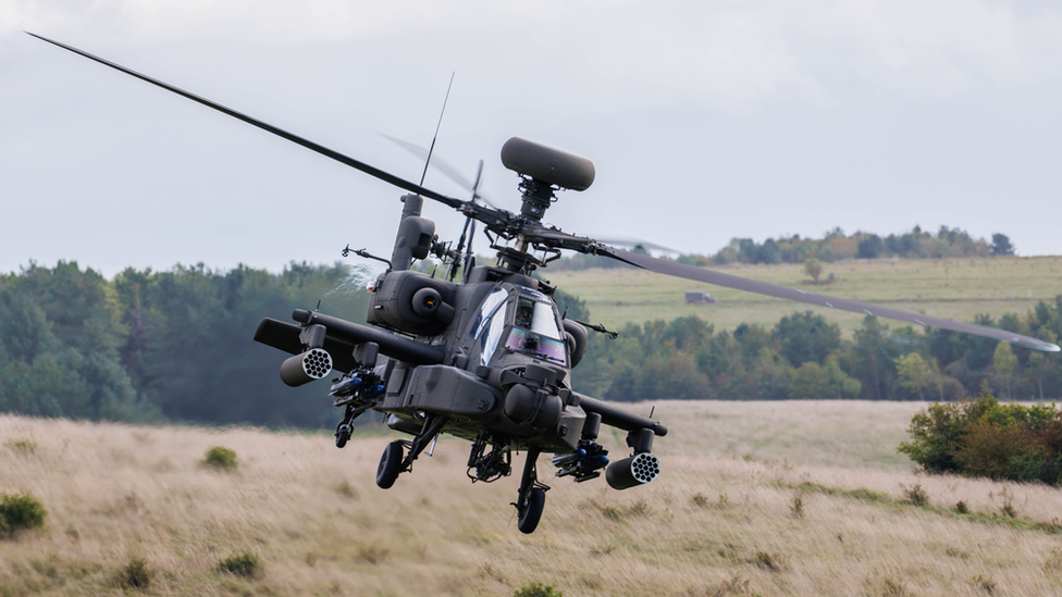 Apache helicopter in flight