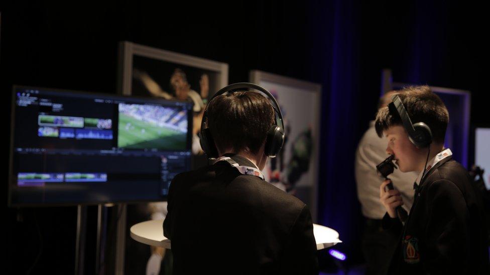 Pupils in a race against time to accurately describe the action in the sports commentary booth